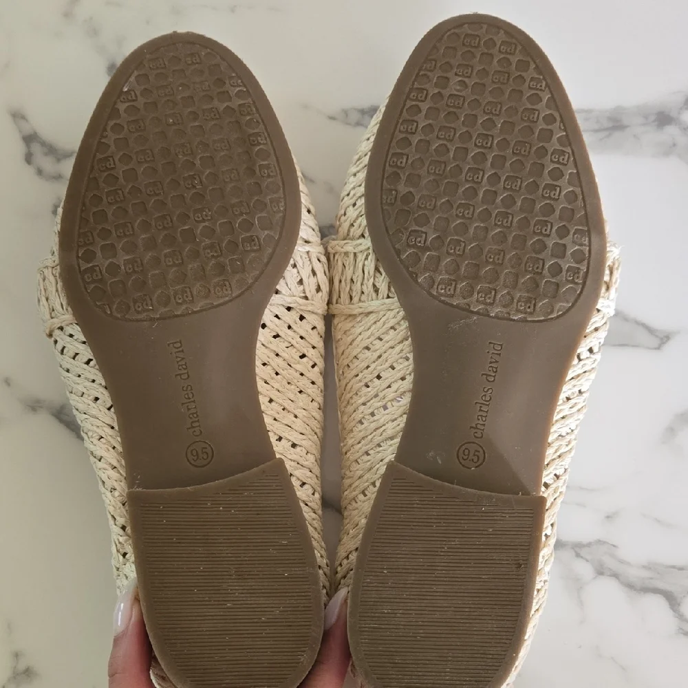 Charles David Cream Crochet Raffia Loafers Finite Slip-On Flats Women’s Size 9.5 - Picture 7 of 7